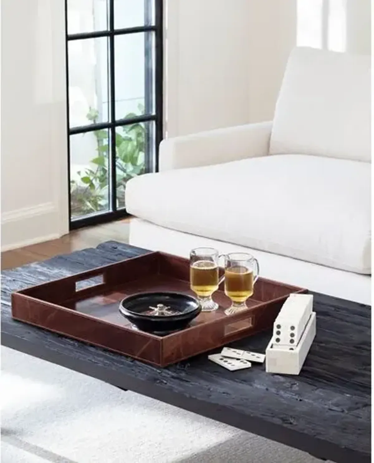 Derby Square Tray - Leather - Regina Andrew - Brown