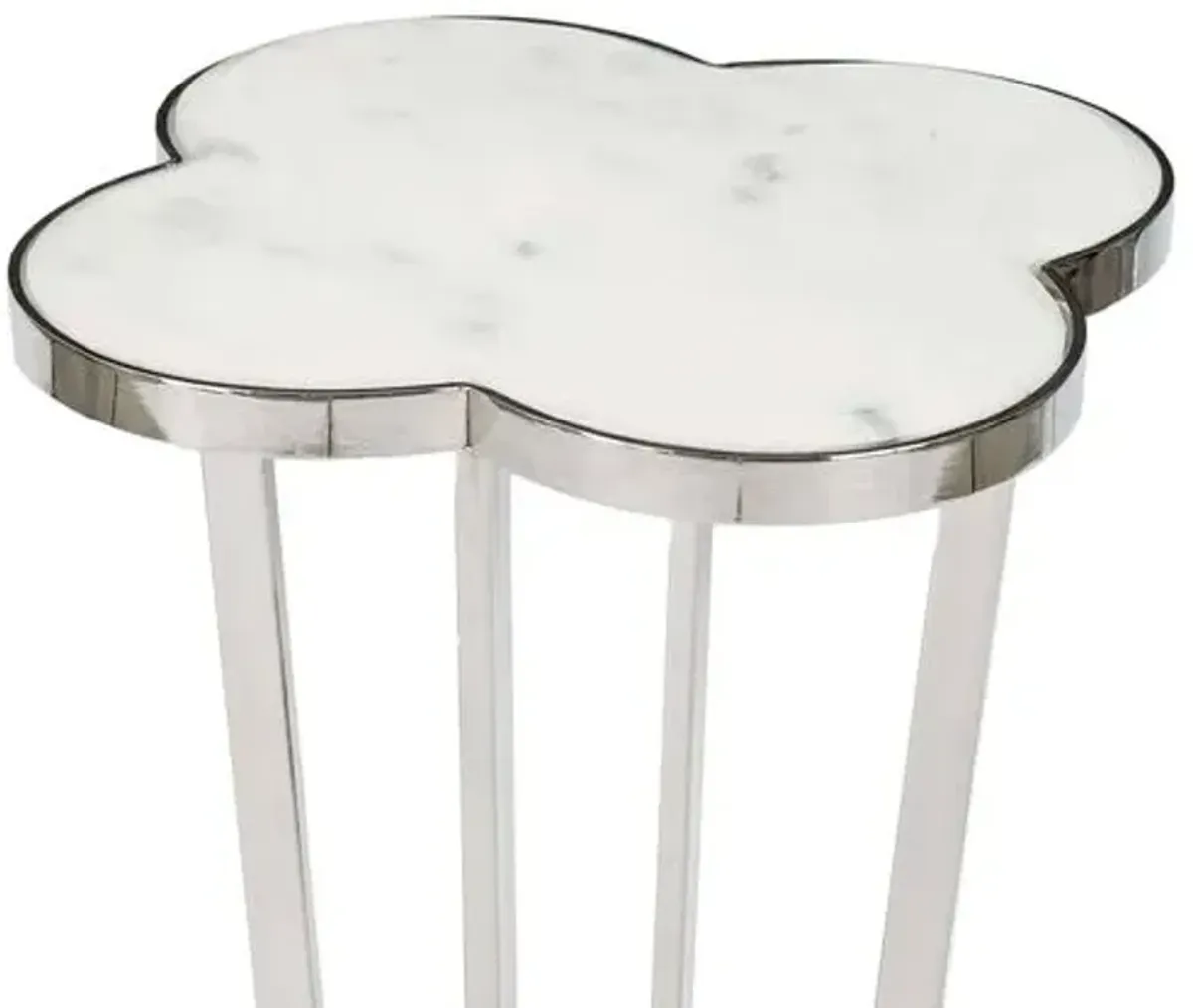 Clover Marble Top Side Table - Regina Andrew - Silver