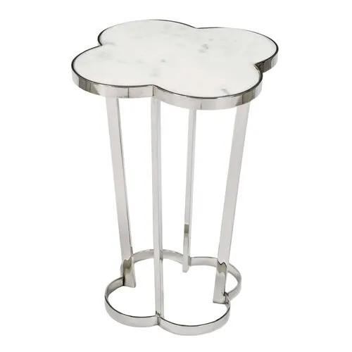 Clover Marble Top Side Table - Regina Andrew - Silver