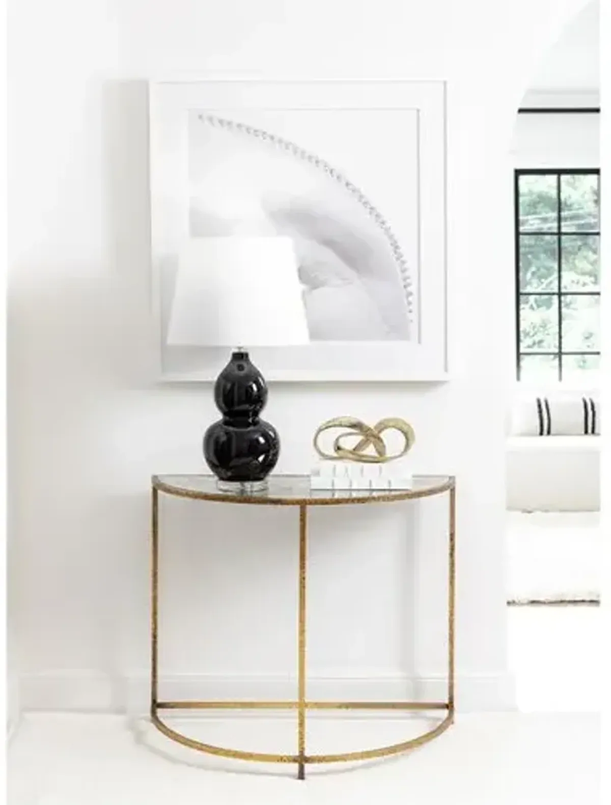 Anastasia Demilune Console Table - Gold/Antiqued Mirror Glass - Regina Andrew