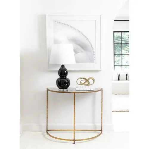 Anastasia Demilune Console Table - Gold/Antiqued Mirror Glass - Regina Andrew