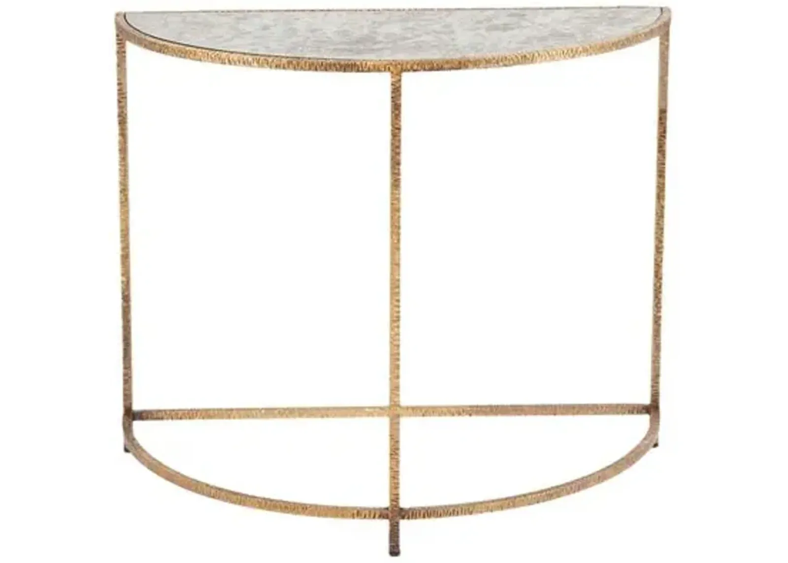 Anastasia Demilune Console Table - Gold/Antiqued Mirror Glass - Regina Andrew