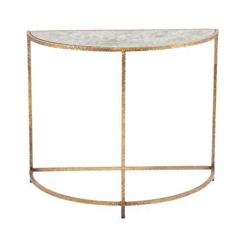 Anastasia Demilune Console Table - Gold/Antiqued Mirror Glass - Regina Andrew