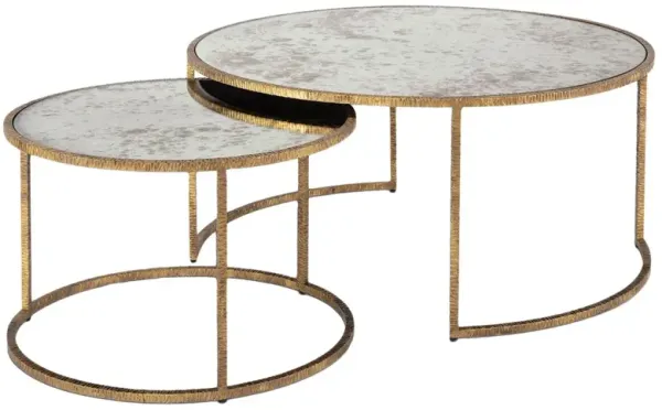 Anastasia Cocktail Table Set, Gold/Antiqued Mirror Glass