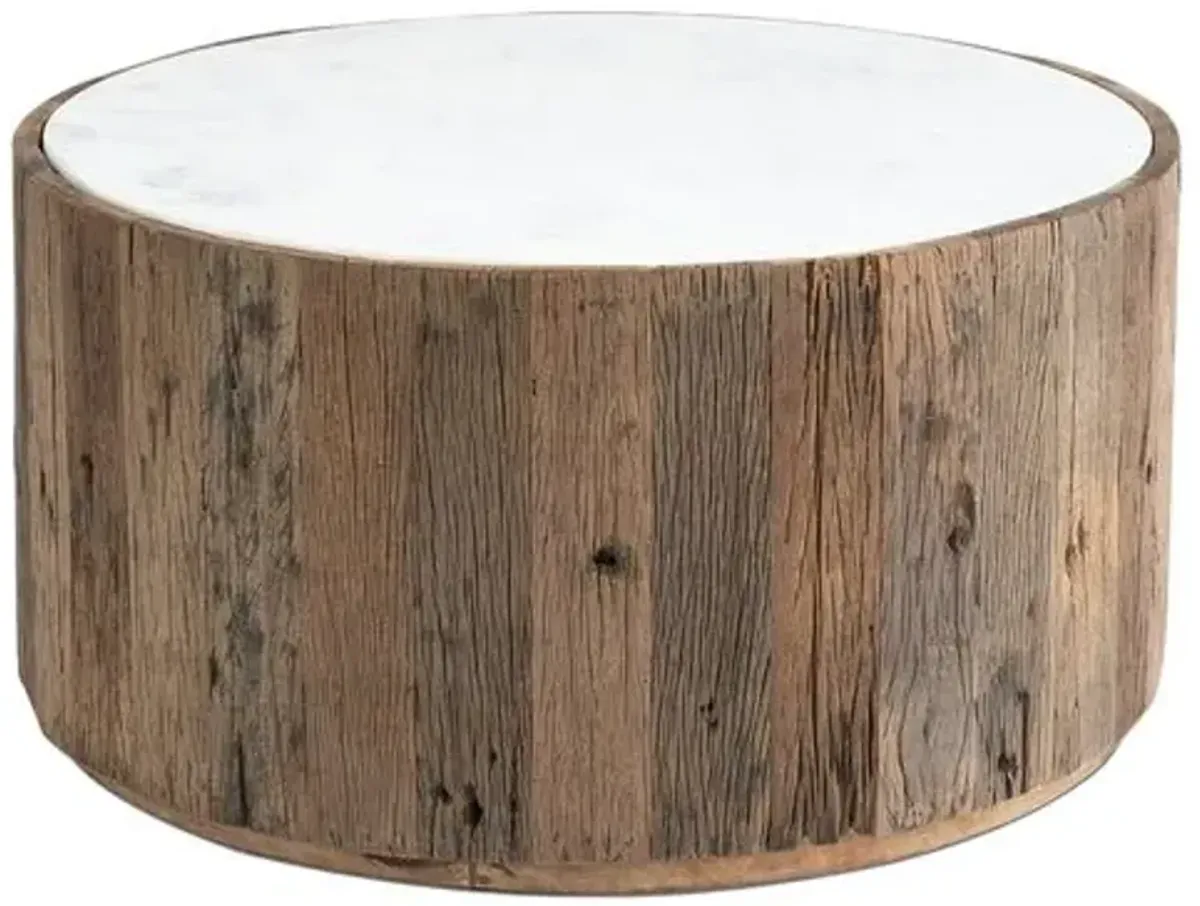 Eli Marble Top & Reclaimed Wood Coffee Table - Regina Andrew - Brown