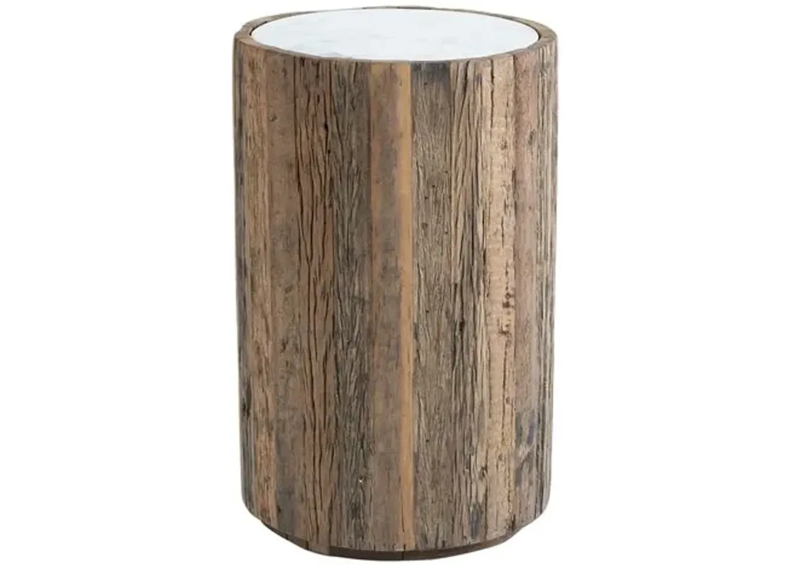 Eli Marble Top & Reclaimed Wood Side Table - Regina Andrew - Brown