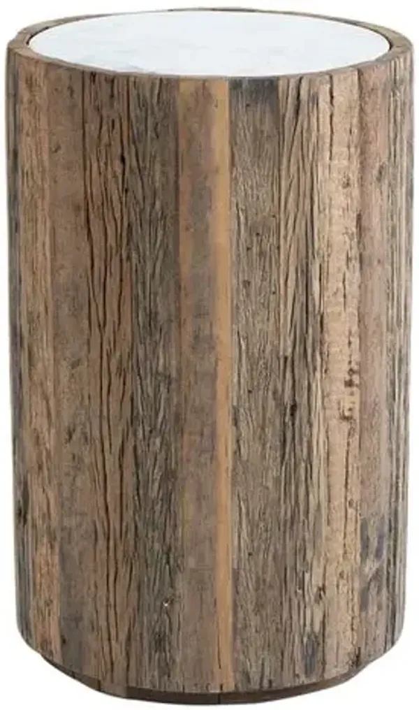 Eli Marble Top & Reclaimed Wood Side Table - Regina Andrew - Brown