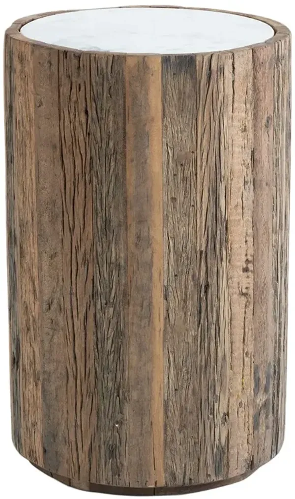 Eli Marble Top & Reclaimed Wood Side Table