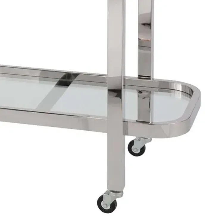 Carter Bar Cart - Polished Stainless Steel - Regina Andrew - Silver