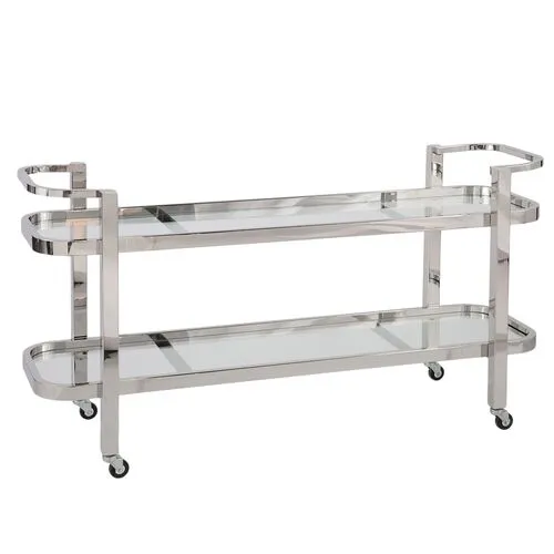 Carter Bar Cart - Polished Stainless Steel - Regina Andrew - Silver