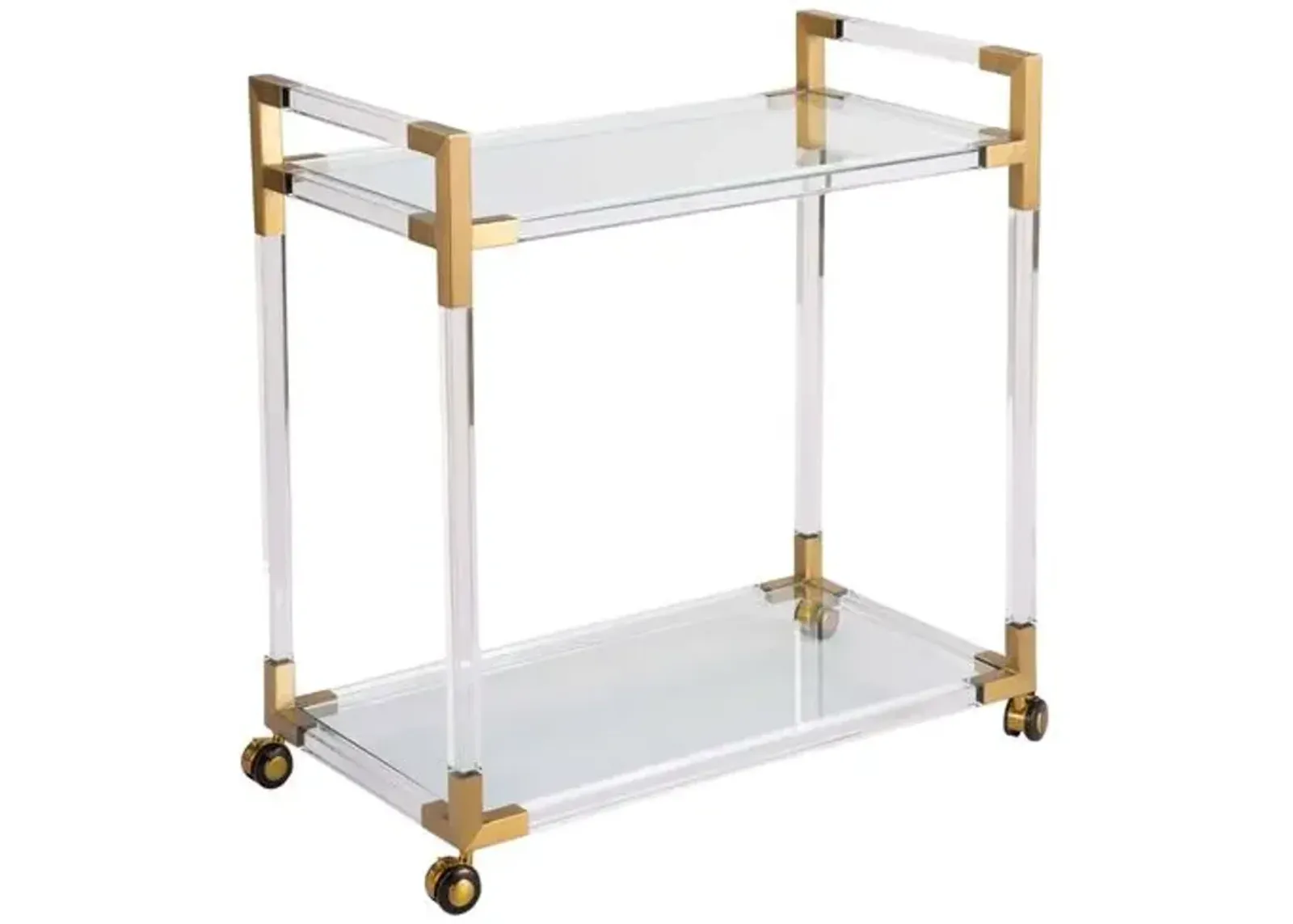 Americano Bar Cart - Natural Brass - Regina Andrew - Clear