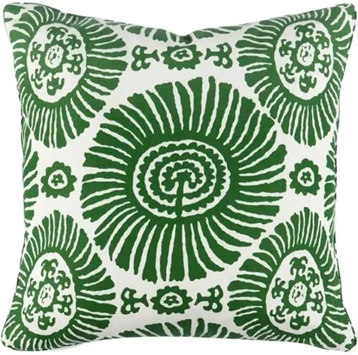 Solis Pillow - Emerald Green/White