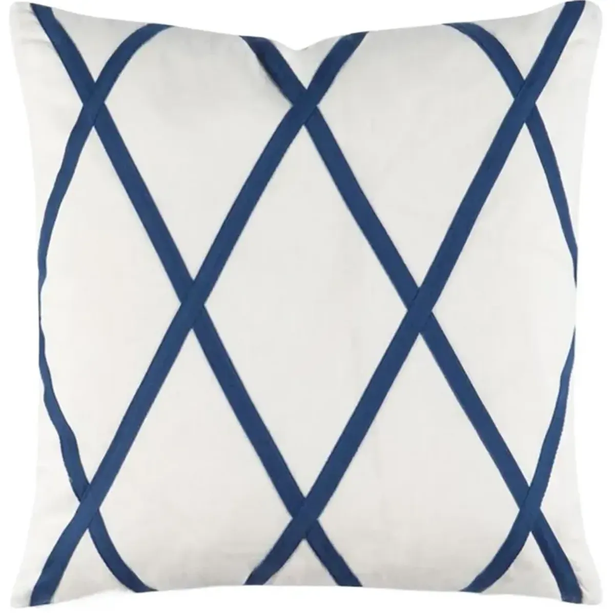 Tarascon Trellis Linen Pillow, Blue/White