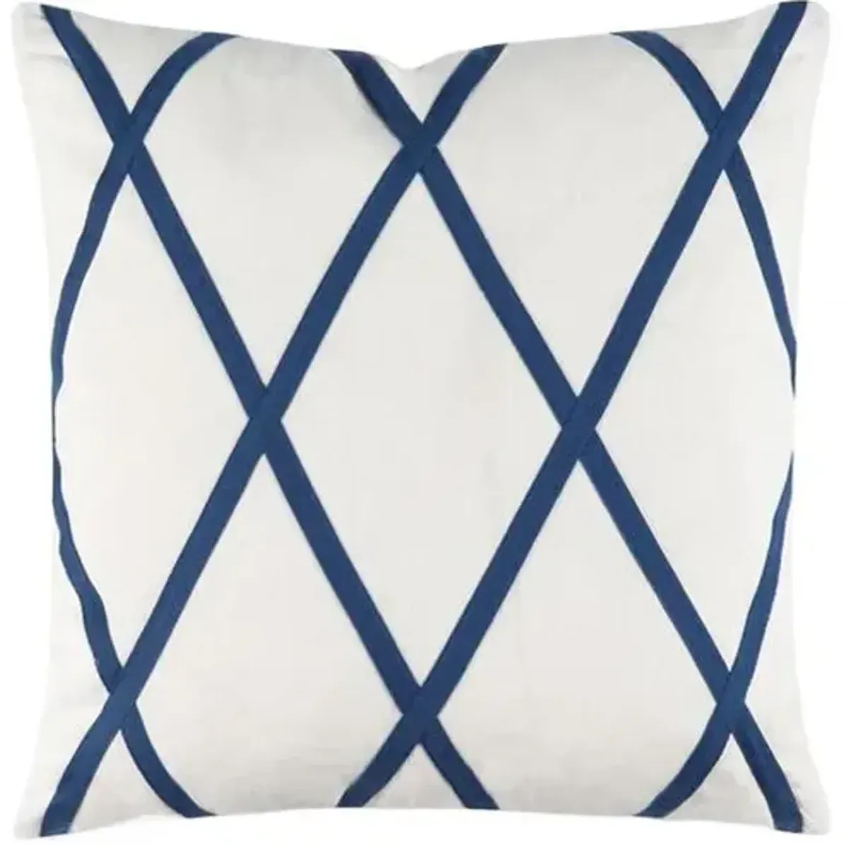 Tarascon Trellis Linen Pillow - Blue/White