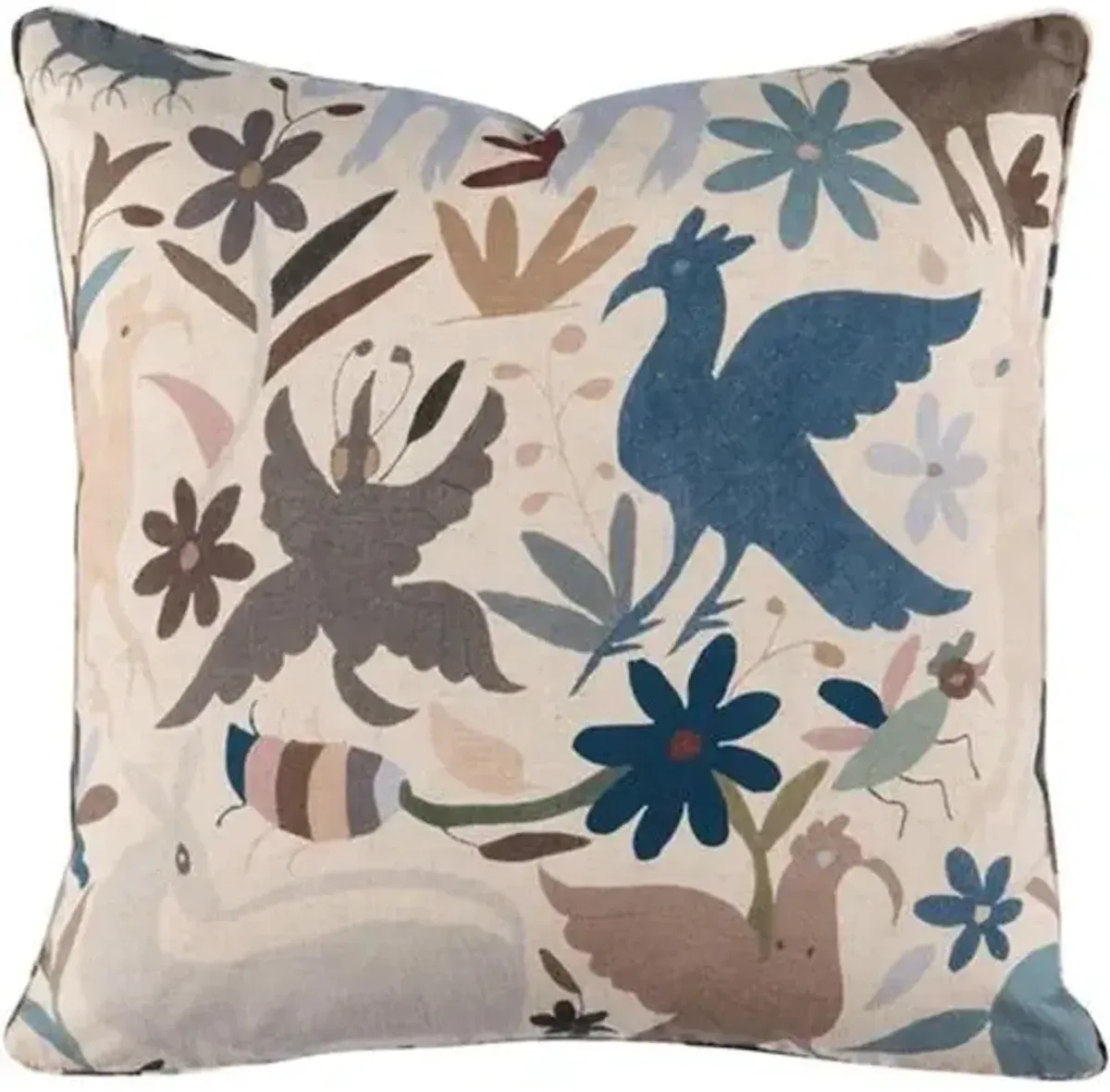 Tiki Tiki Otomi Bird Pillow - Beige