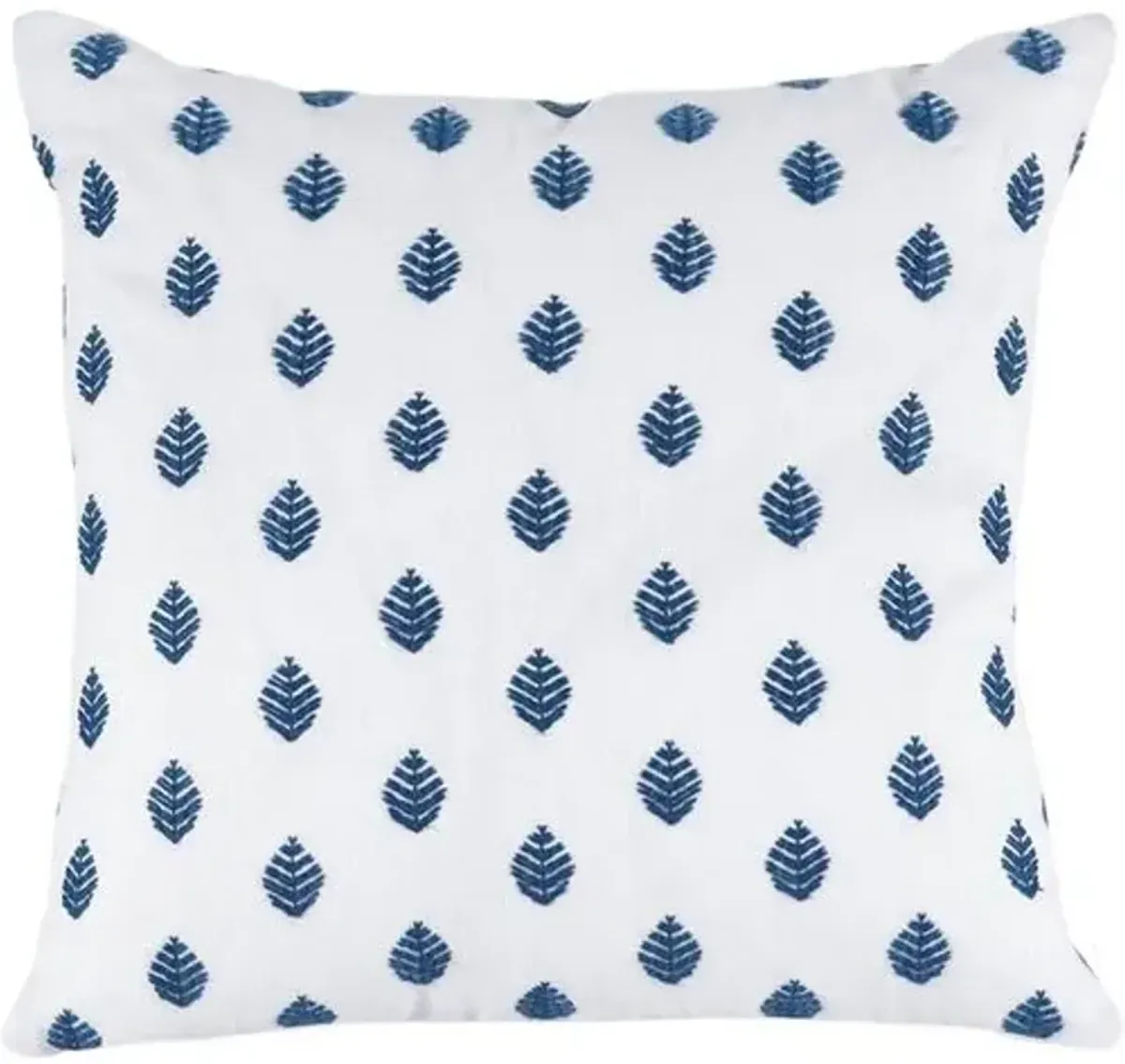 Fernie Block Print Leaf Linen Pillow