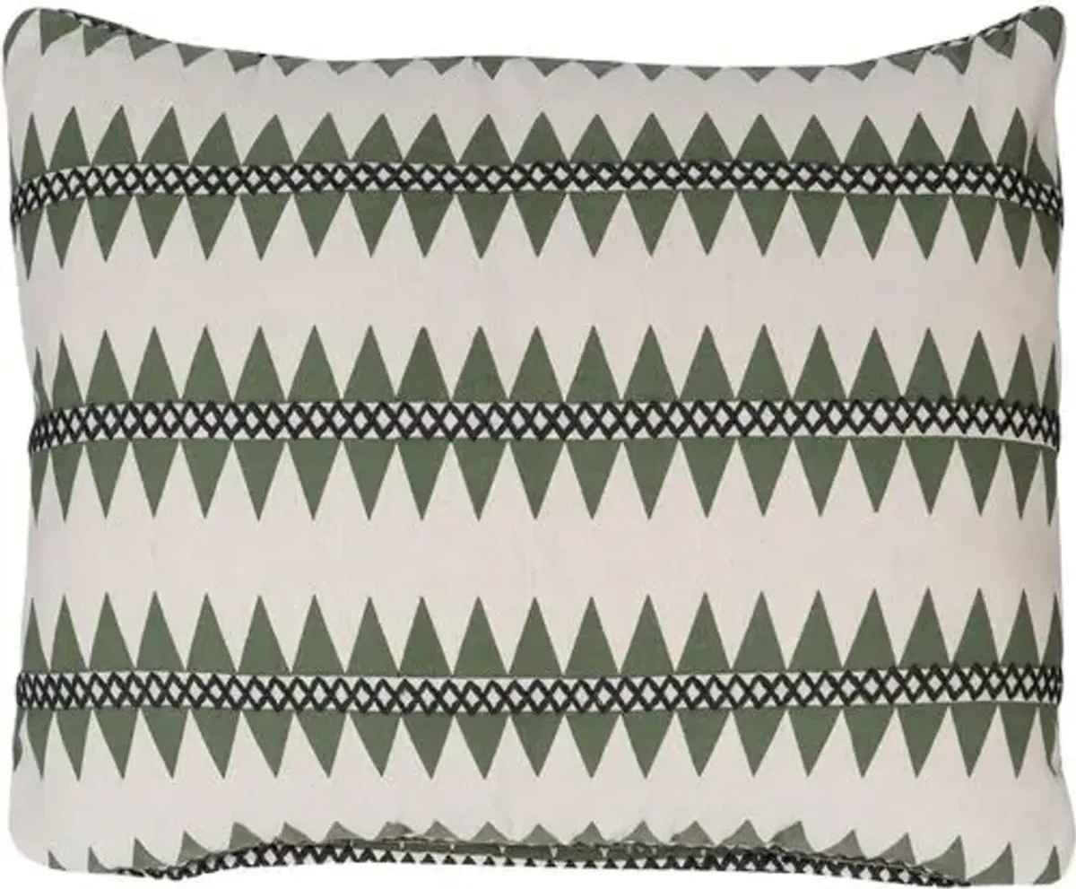 Reno Stripe 12x20 Linen Kidney Pillow - Green