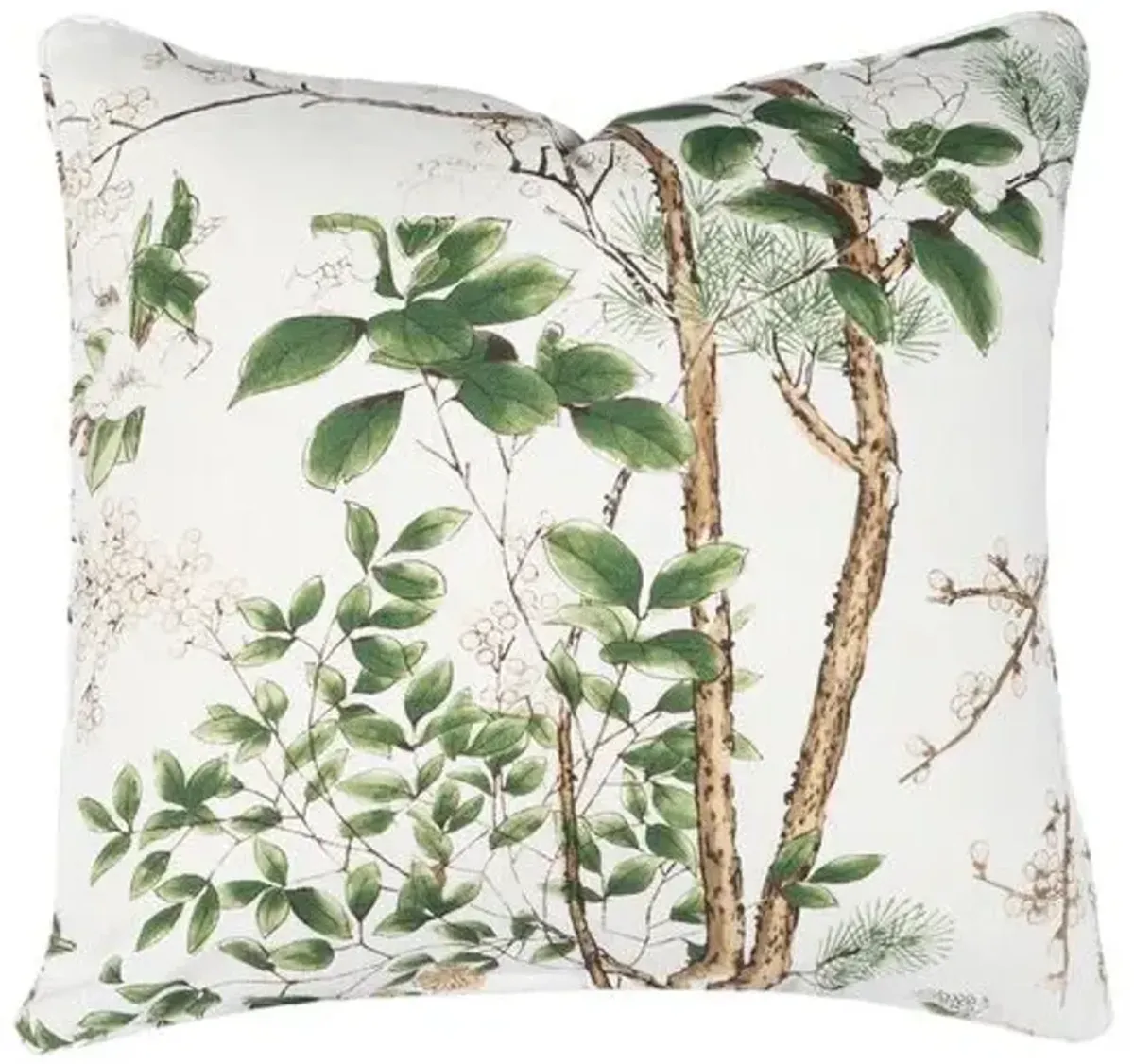 Timber Forest Print Pillow - Green/White