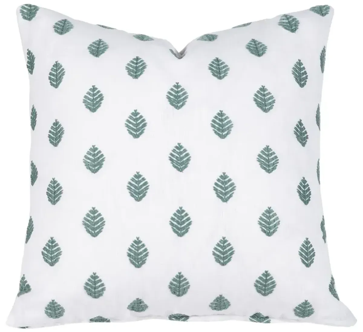 Fernie Block Print Leaf Linen Pillow