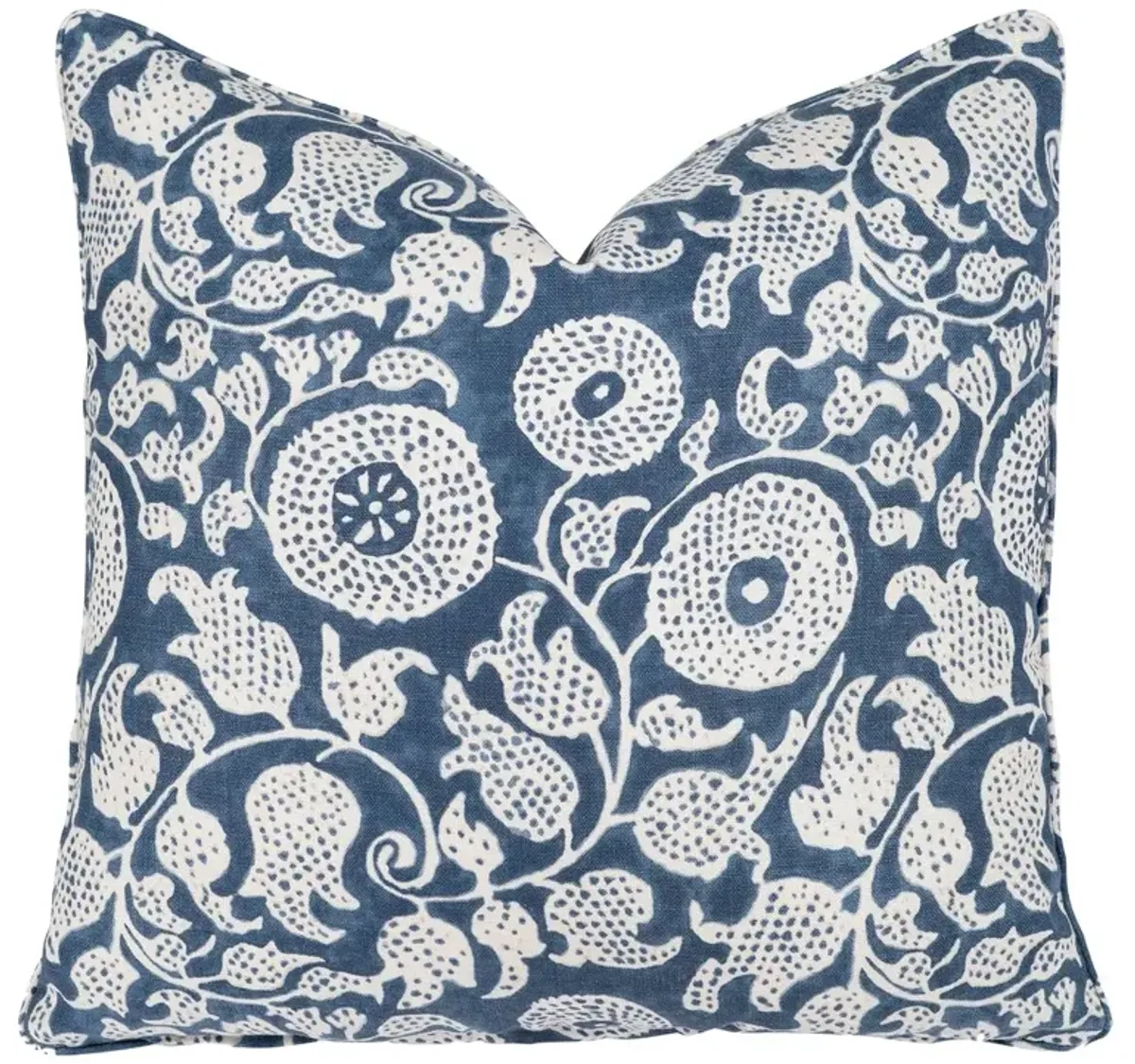 Eldora Botanical Linen Pillow, Indigo/White