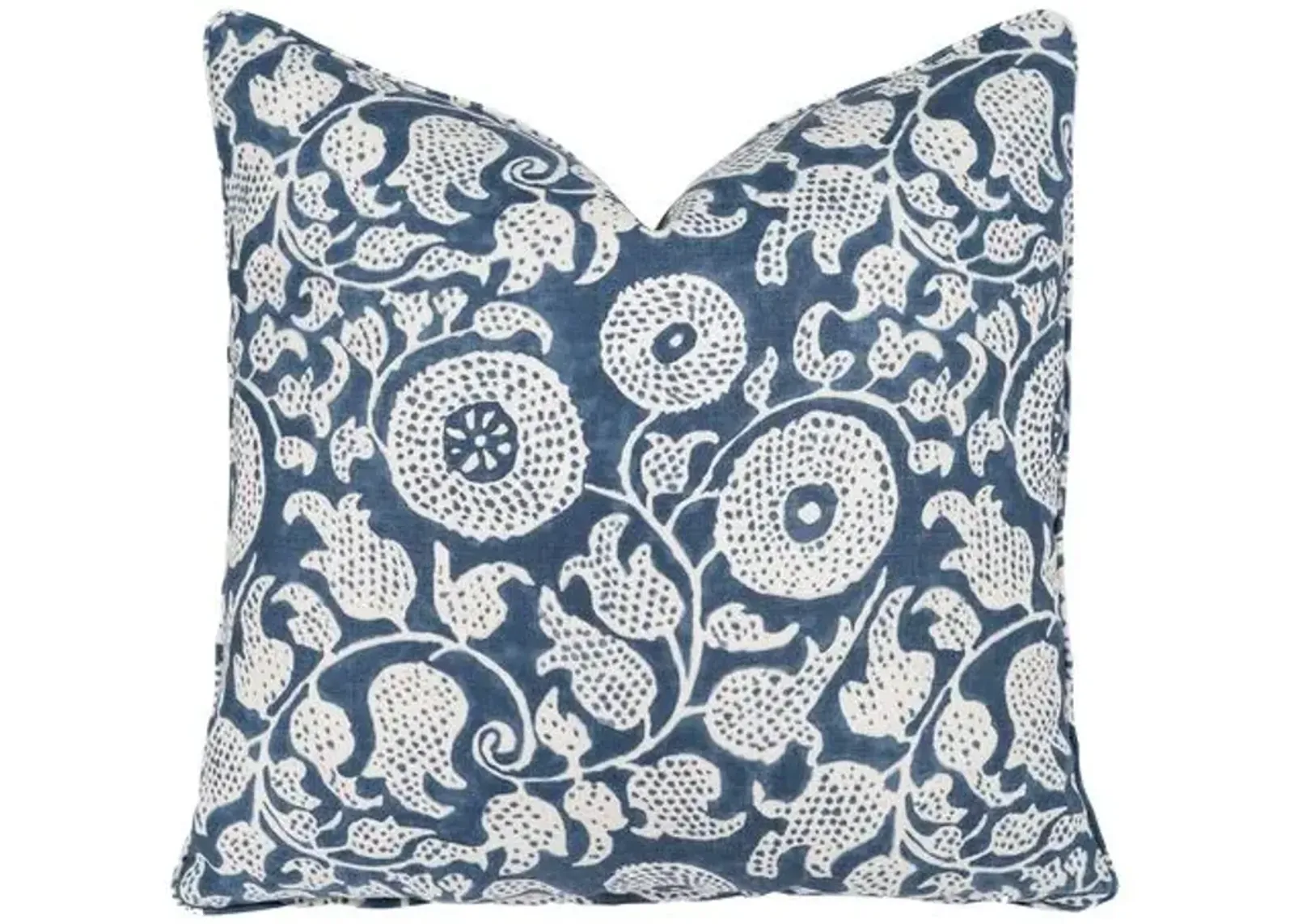 Eldora Linen Pillow - Indigo/White