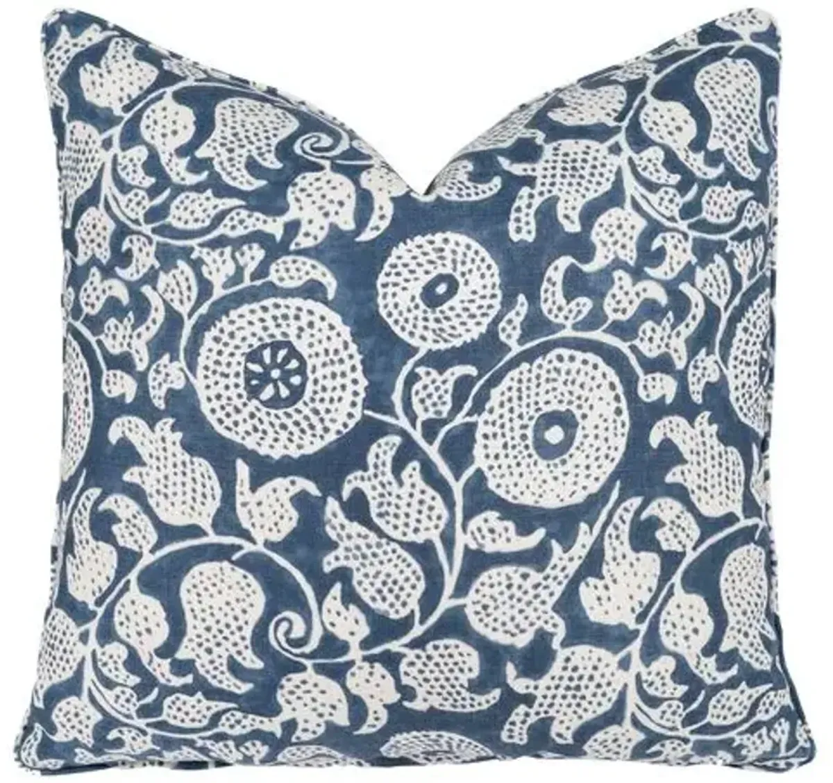 Eldora Linen Pillow - Indigo/White