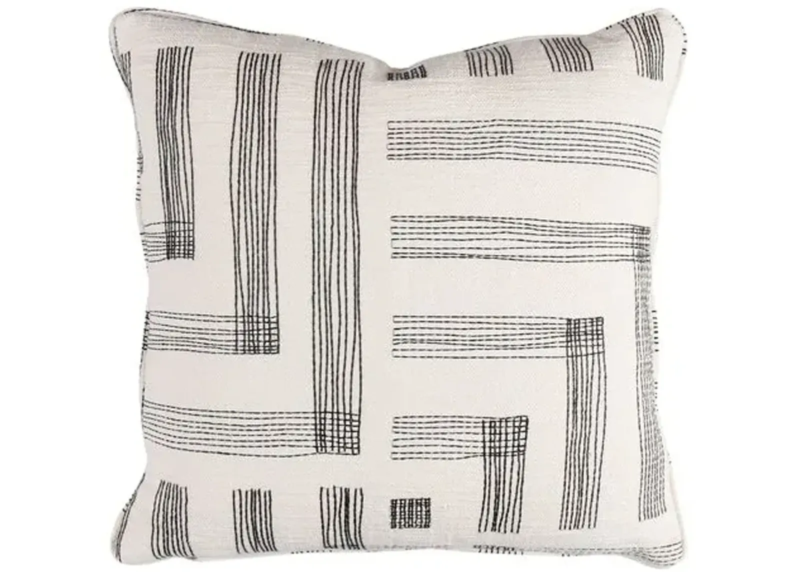 Parker Embroidered Lines Pillow - Chalk