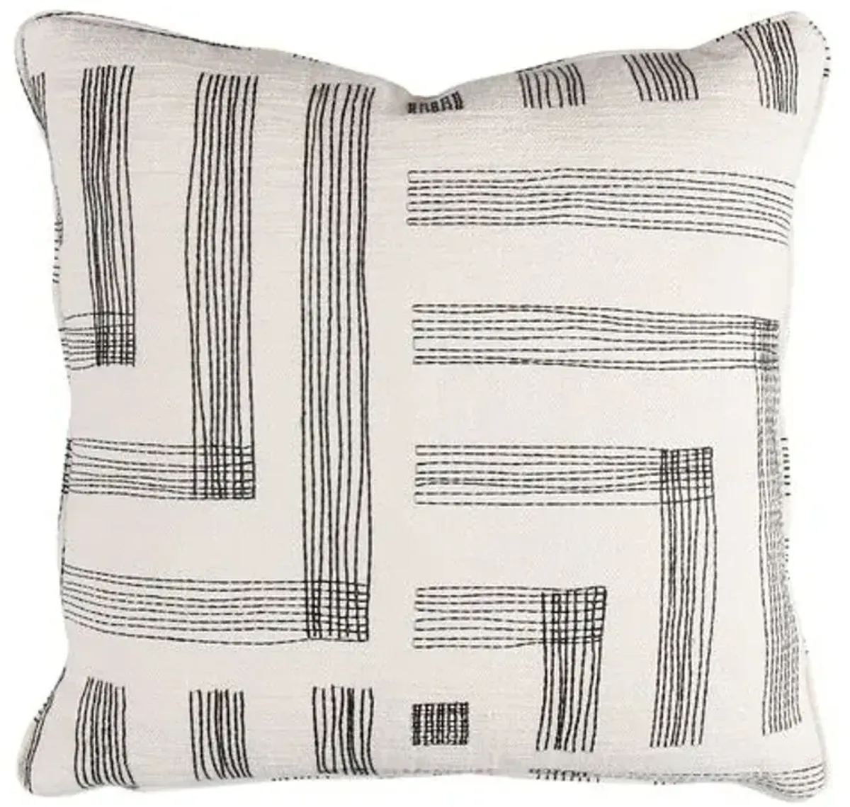 Parker Embroidered Lines Pillow - Chalk