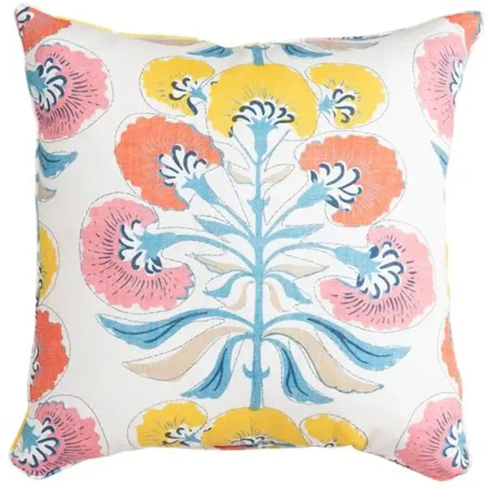 Tybee Tree Linen Pillow - White/Sherbert