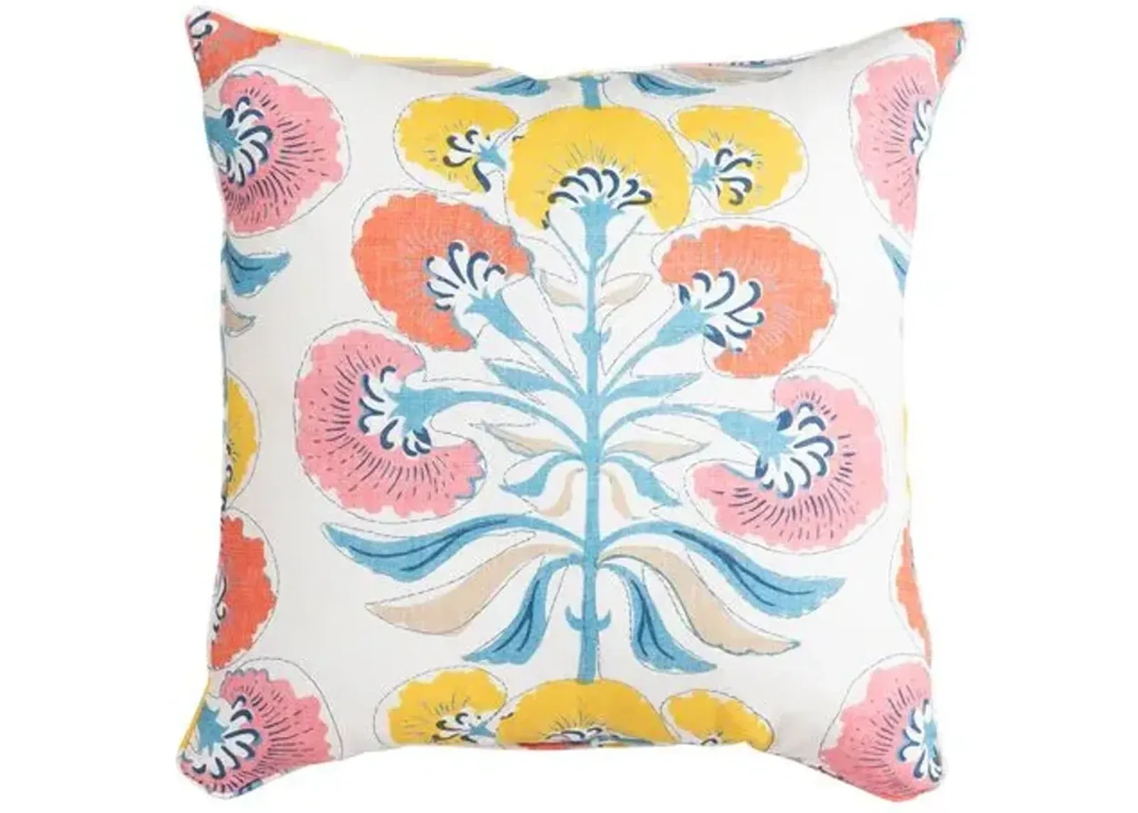 Tybee Tree Linen Pillow - White/Sherbert