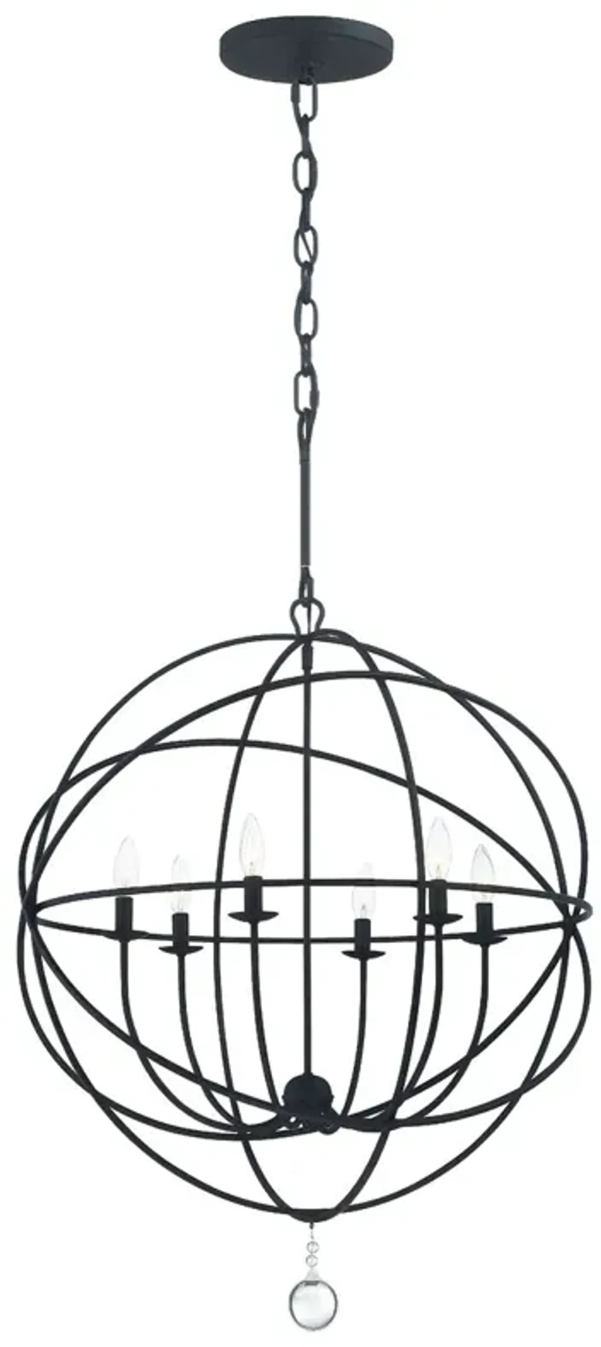 Solaris 6 Light Sphere Chandelier - Crystorama - Black