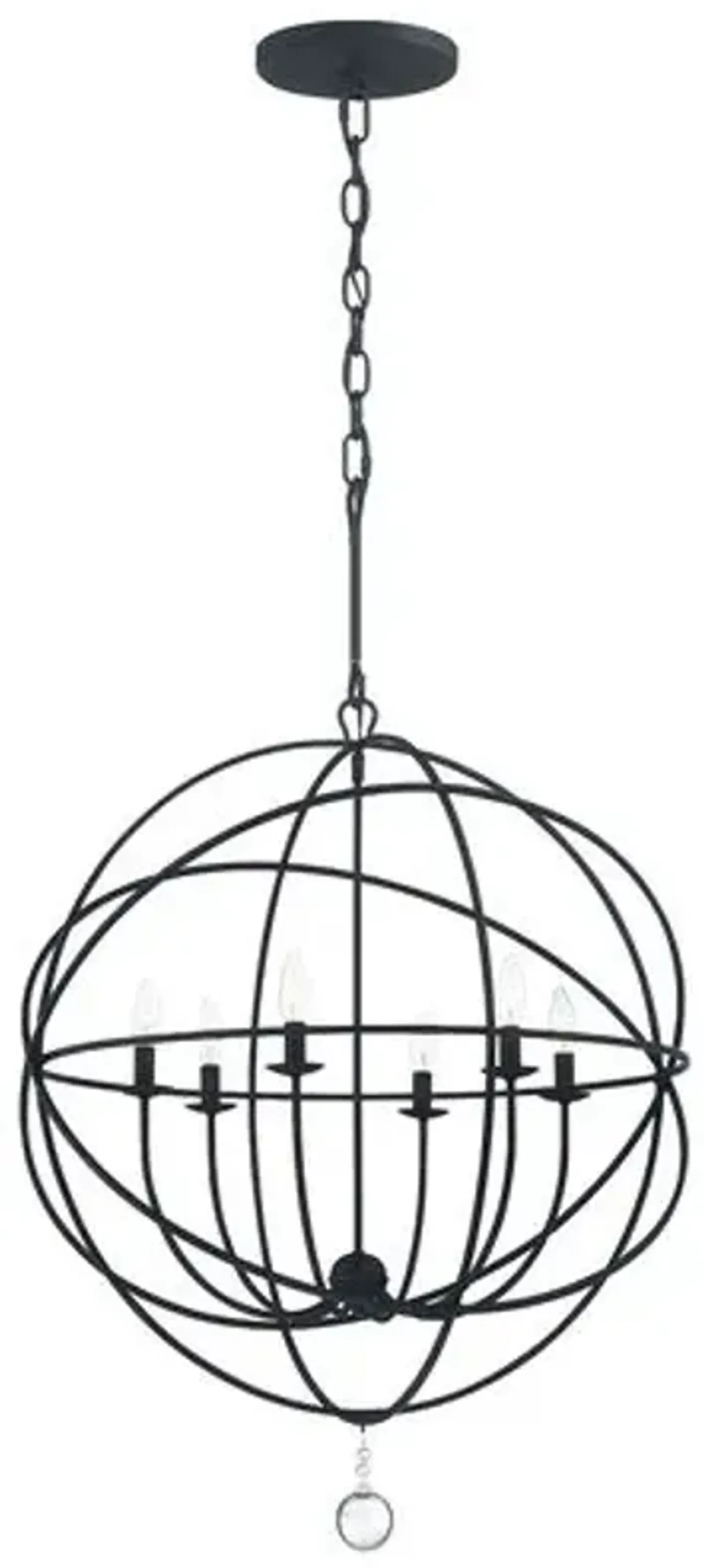 Solaris 6 Light Sphere Chandelier - Crystorama - Black