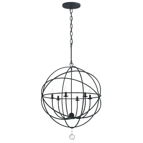 Solaris 6 Light Sphere Chandelier - Crystorama - Black