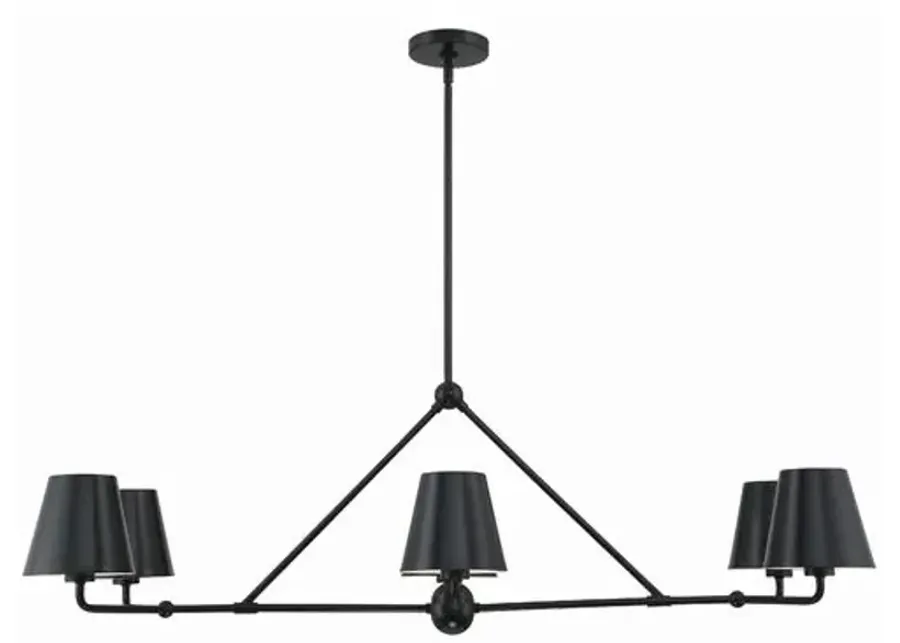 Xavier 6 Light Linear Chandelier - Crystorama - Black