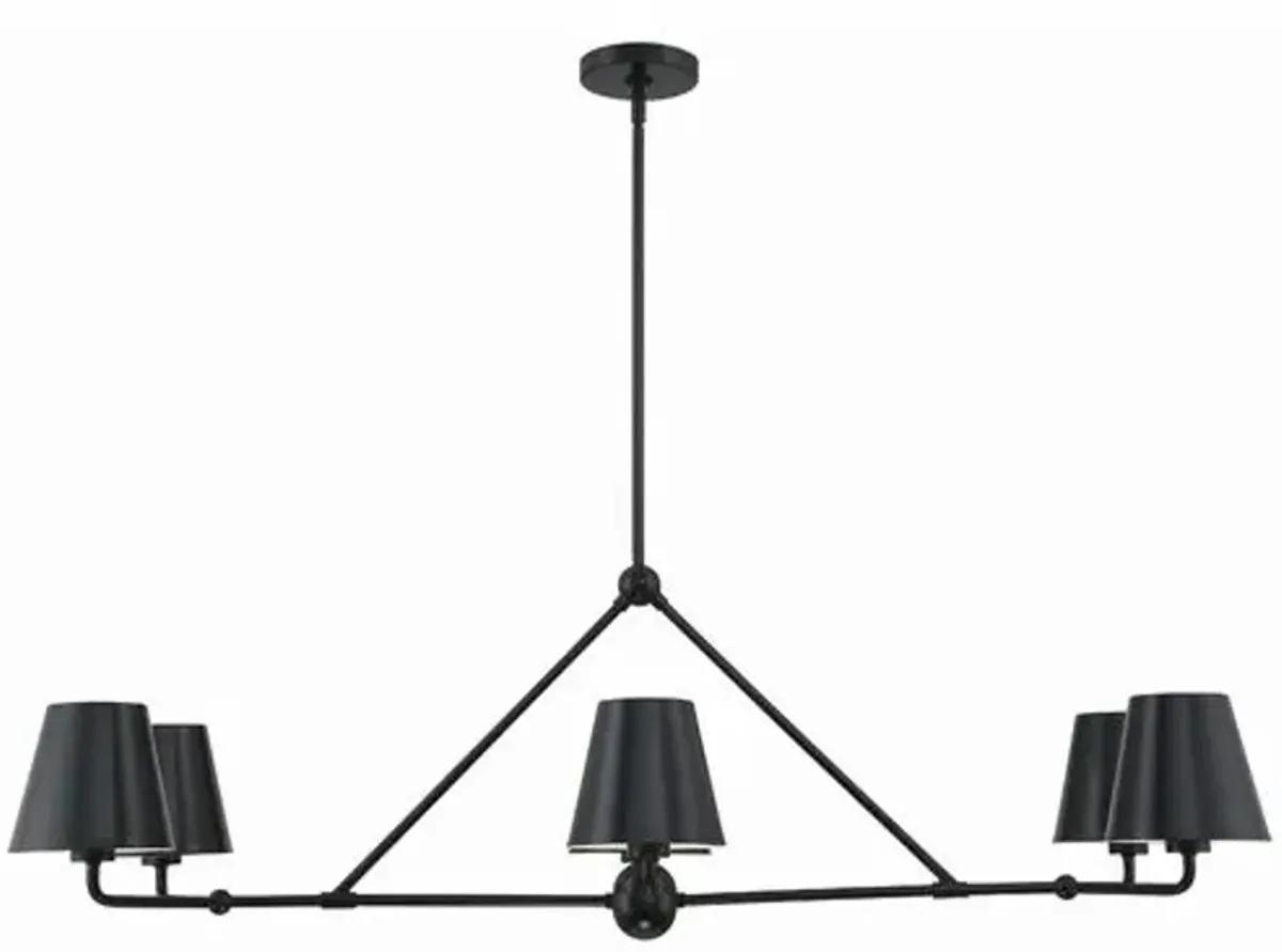 Xavier 6 Light Linear Chandelier - Crystorama - Black