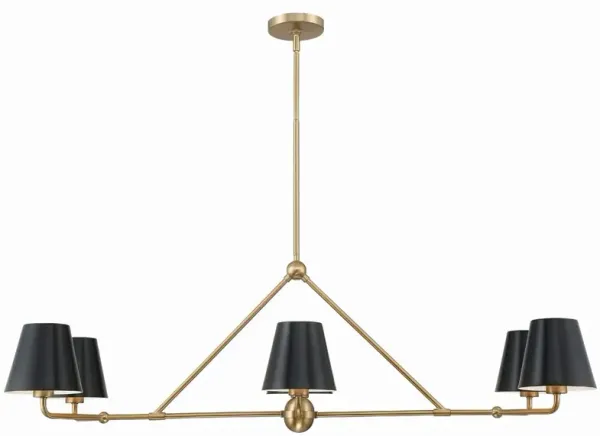 Xavier 6 Light Linear Chandelier - Crystorama - Gold