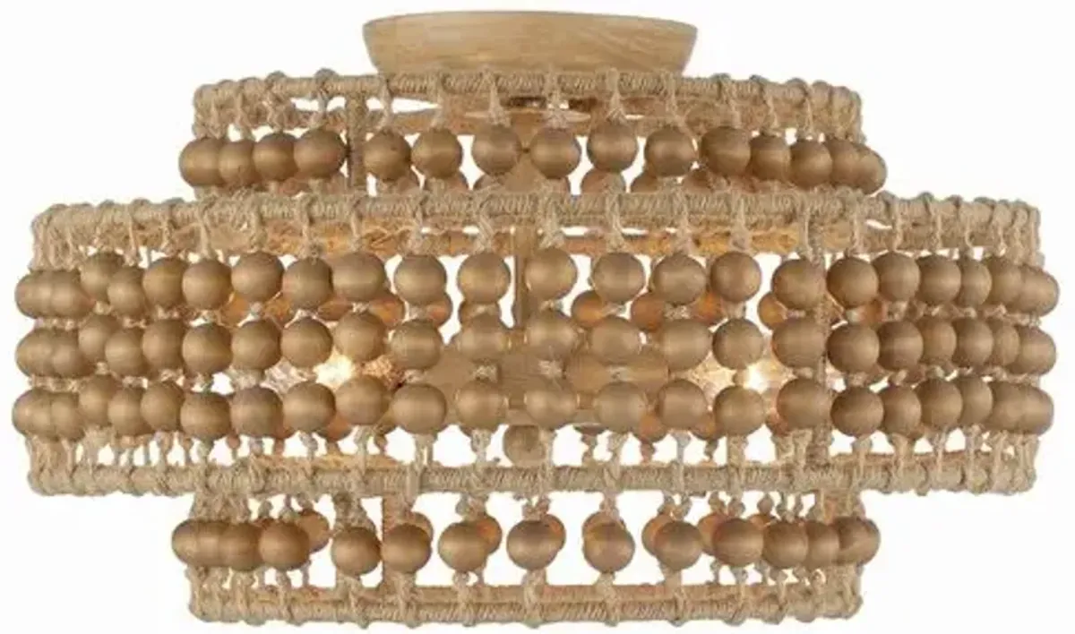 Silas 4 Light Beaded Semi Flush Mount - Natural Jute - Crystorama - Silver