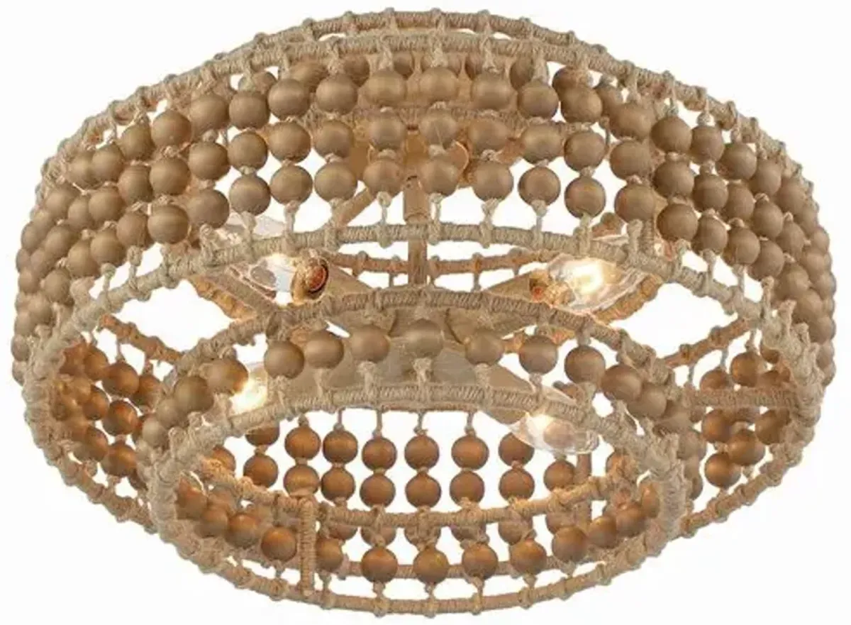 Silas 4 Light Beaded Semi Flush Mount - Natural Jute - Crystorama - Silver