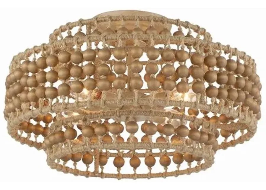 Silas 4 Light Beaded Semi Flush Mount - Natural Jute - Crystorama - Silver