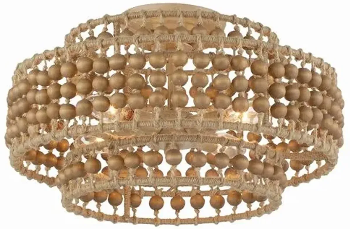 Silas 4 Light Beaded Semi Flush Mount - Natural Jute - Crystorama - Silver