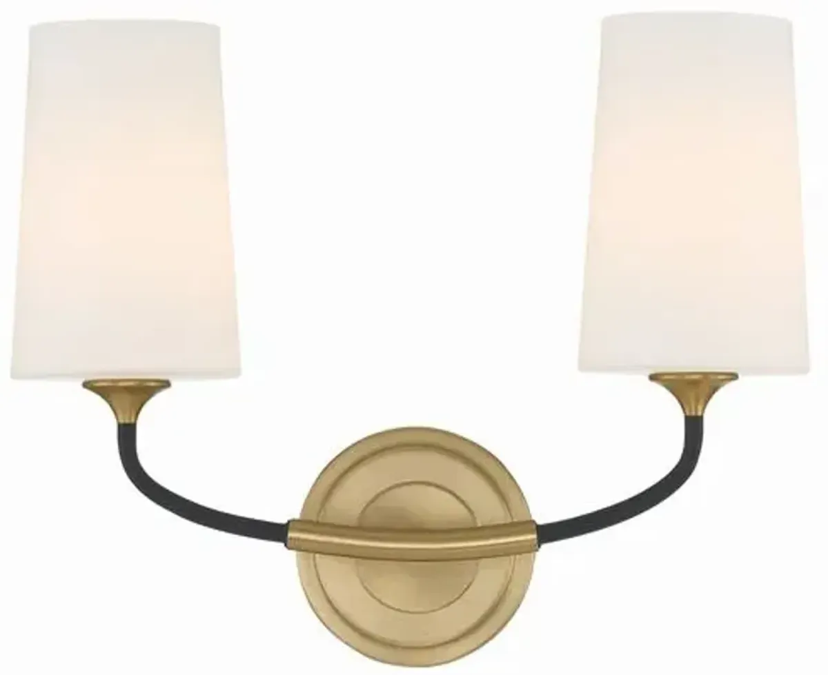 Niles 2 Light Sconce - Black Forged/Modern Gold - Crystorama