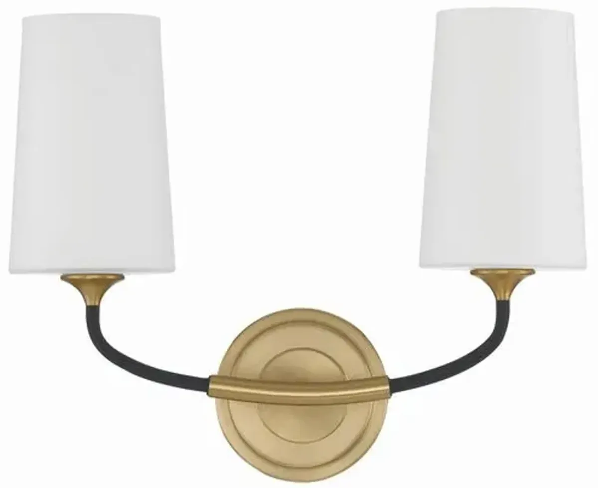 Niles 2 Light Wall Sconce - Black/Gold - Crystorama