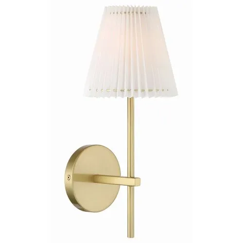 Gamma 1 Light Pleated Wall Sconce - Aged Brass - Crystorama - Gold