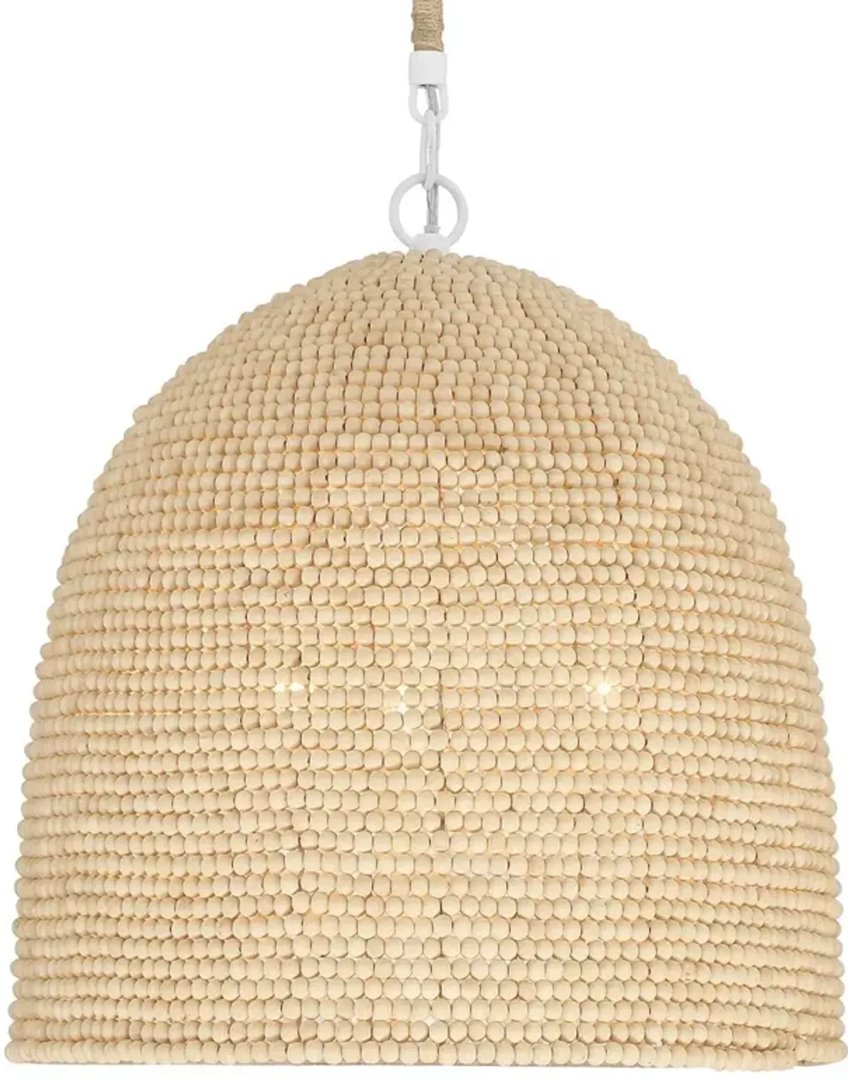 Jasper Beaded Pendant - Matte White/Natural Wood - Crystorama