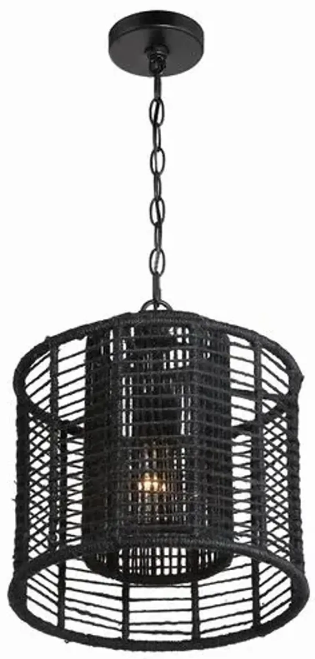 Jayna 1 Light Mini Pendant - Matte Black Jute - Crystorama