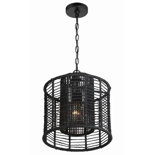 Jayna 1 Light Mini Pendant - Matte Black Jute - Crystorama