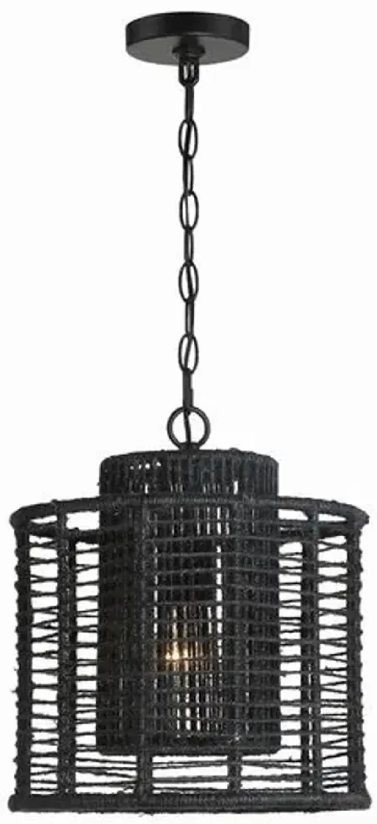 Jayna 1 Light Mini Pendant - Matte Black Jute - Crystorama