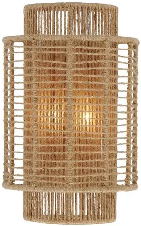 Jayna 2 Light Wall Sconce - Natural Jute - Crystorama - Silver