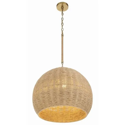 Jace 3 Light Jute Chandelier - Nautral/Soft Gold - Crystorama