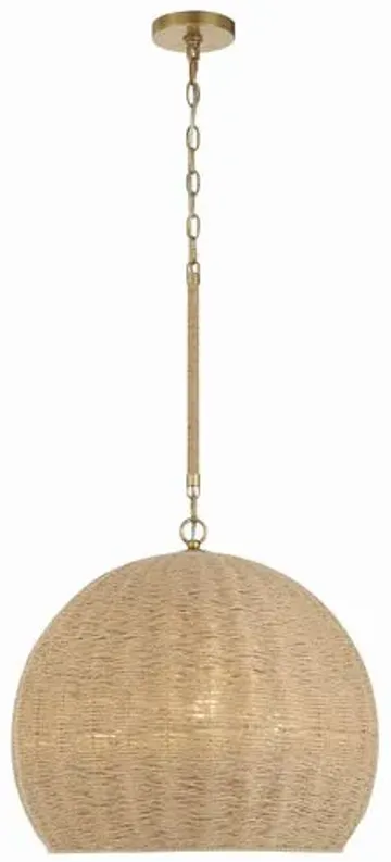 Jace 3 Light Jute Chandelier - Nautral/Soft Gold - Crystorama